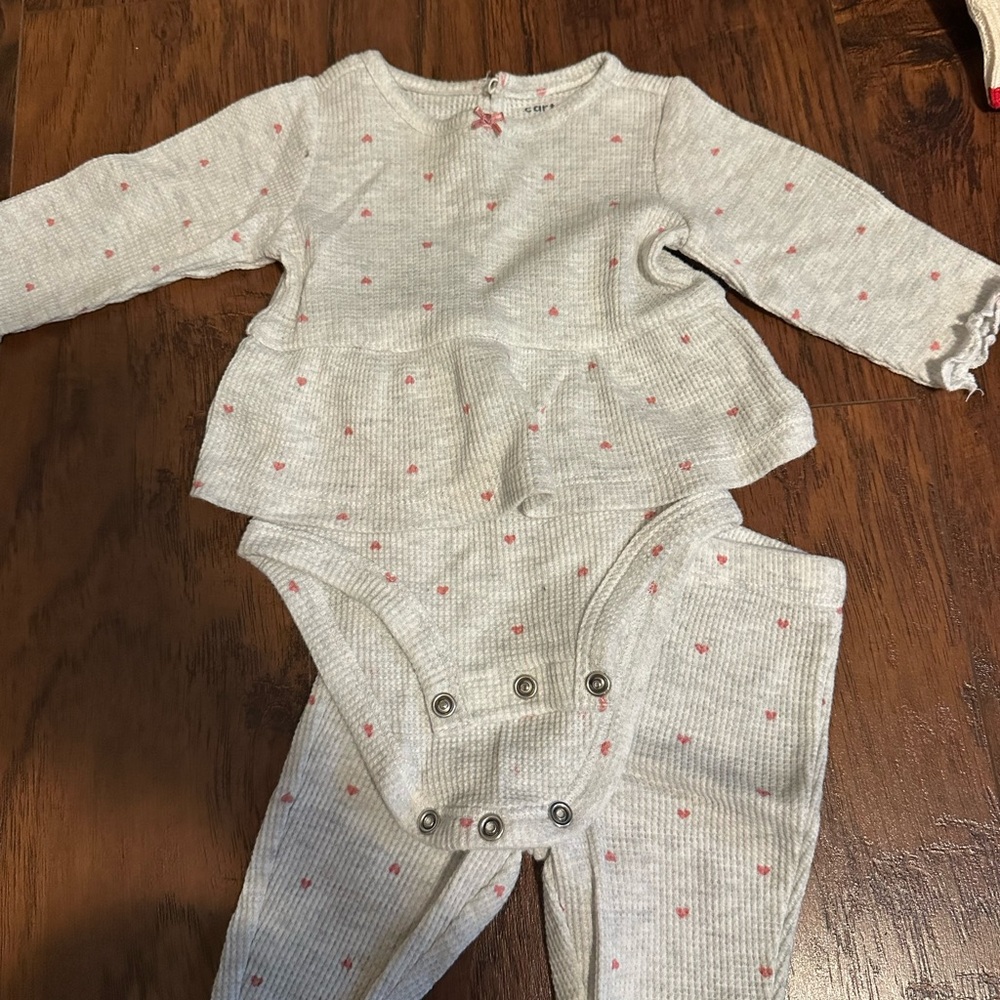 Carter’s Peplum Baby Outfit with Pink Hearts - 0-3mo